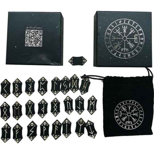 Nordic Rune Stones Card Set Nordic Handmade Woodcut Rune Set With Storage Bag Occult Divination Props Runes Set