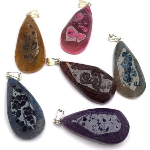 Natural Stone agates Pendant Water drop shape Exquisite Pendants charms for Jewelry making DIY Necklaces Accessories 20x45mm