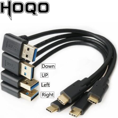 Left/Right Angle USB 3.0 A Male to USB-C Male Cable 90 Degree UP/Down USB 3.0 A to USB Type C Data Sync & Charge Cord for PC HDD
