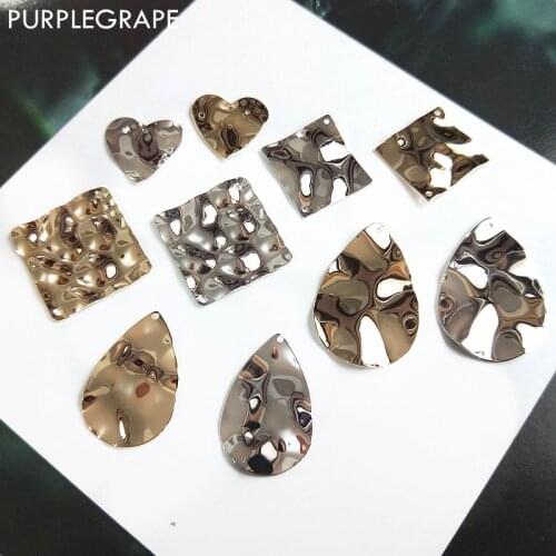 Copper Plated Gold Pendant DIY Earrings Jewelry Accessories Handmade Material Irregular Bump Texture 2pcs