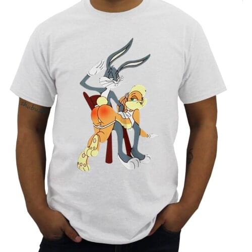 Male Black Tshirt new Bugs Bunny Spank Cartoon Punishment men t shirt Shubuzhi Brand Cotton T-shirt Drop Shipping
