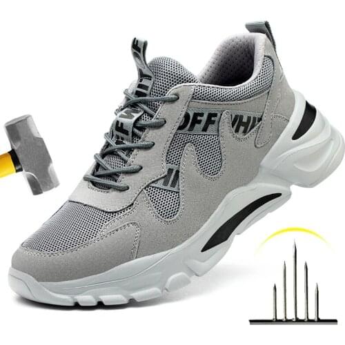 2021 Male Work Boots Indestructible Safety Shoes Men Steel Toe Shoes Puncture-Proof Work Sneakers Male Shoes Adult Work Shoes