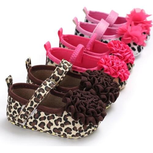 Toddler cute girl leopard print flower soft newborn non-slip baby shoes
