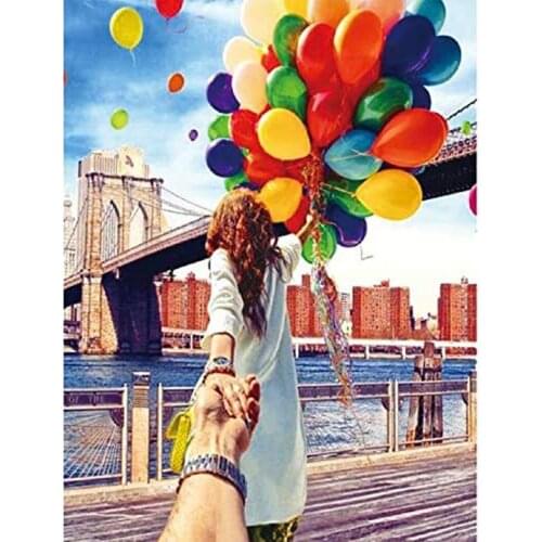 Balloon Girl 5D Poured Glue Diamond Painting Kits Scalloped Edge Full Round for Adults DIY Mosaic Pattern Handmade Embroidery