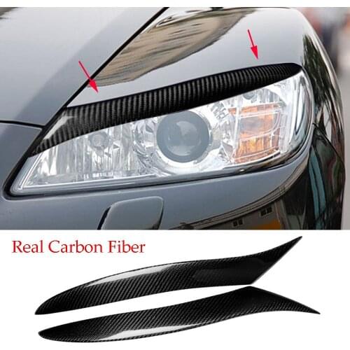 Real Carbon Fiber Headlight Eyebrow Eyelids Cover For Mazda RX-8 RX8 2009-2012