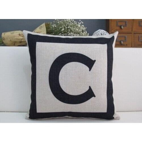 Art pillow cover, Fashion Linen Pillow Cover, alphabet