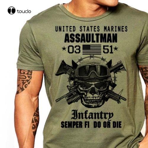 New Us Marines Infantry Assaultman T Shirt Men Mos 0351 Usmc Army Short Sleeve Casual Tee Usa Plus Size S-3Xl Tee Shirt S-5Xl
