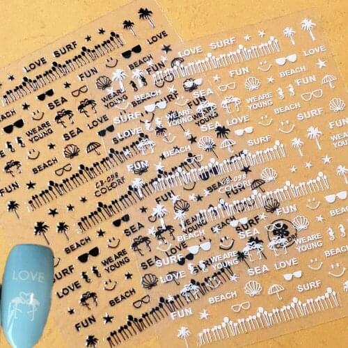 Newest CB-98 sea love design 3D nail sticker decal stamping back gule DIY nail decoration tools