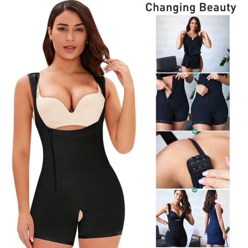 Latest Design Open Crotch Body Shaper Front Zipper Compression Seamless High Waist Tummy Control Shapewear Bodysuit Women S-6XL
