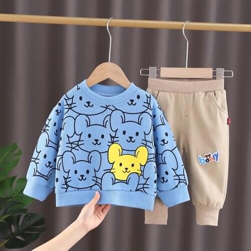 2021 New Childrens Clothing set Boys Spring sport suit Girl Fashion Cartoon Mouse baby outfit Toddler cute 2pcs sets ST20019