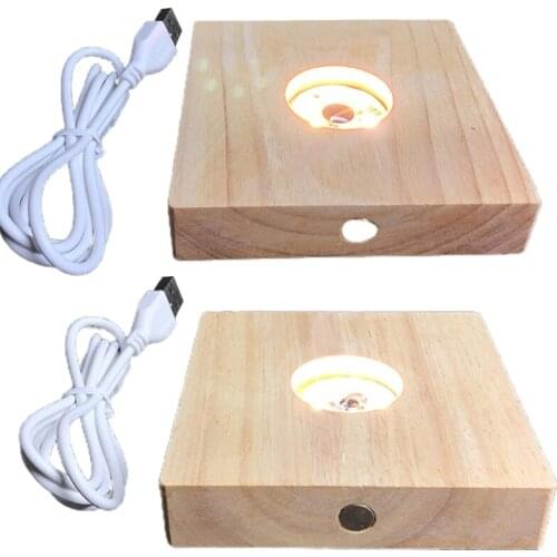 Lamp Base Personalized Creative Solid Wood LED Luminous Handicraft Decoration Ornaments Crystal Ball Holder Night Lights