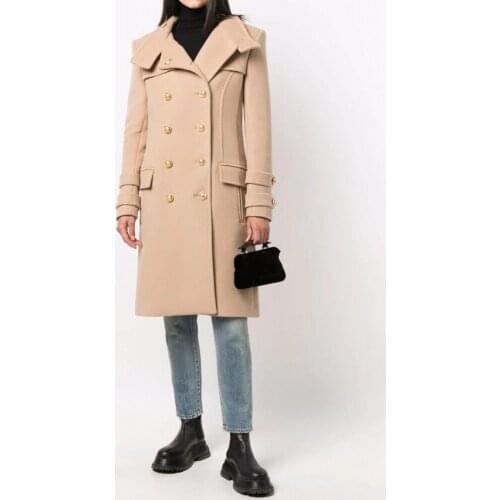 British Style Straight Overcoat New Winter Handsome Lapel Or Stand Collar Long Outerwear Double Breasted Camel Black Wool Coats