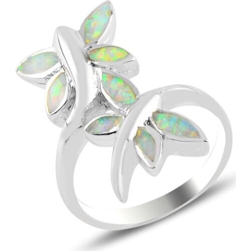Silver 925 Sterling Dragonfly Opal Stone Ring