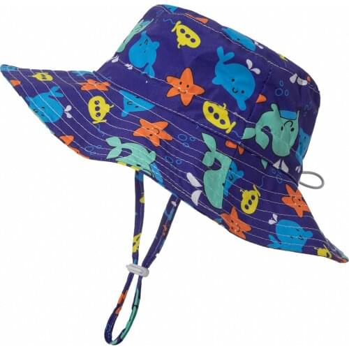 Toddler Bonnet Sea Animal Sunshade Children Fisherman Hat Seaside Beach Breathable Baby Hats Chapeau Bébé Garçon Été