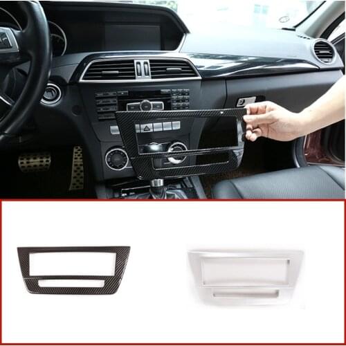 Car Styling Center Console CD Panel Decoration Frame Trim Sticker Fit For Mercedes Benz C Class W204 2010 - 2014 Car Accessories