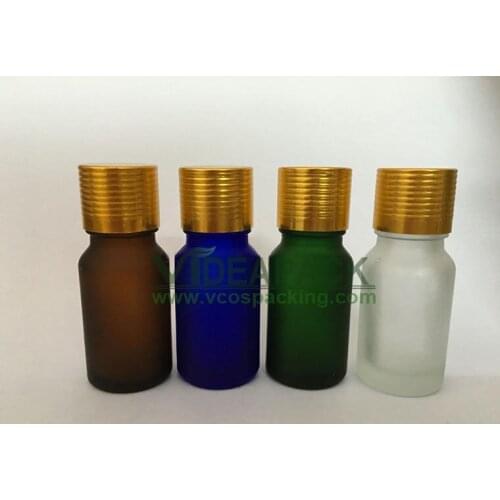 100 pcs 10ml glass Essential oil bottle / frosted glass bottle / Hyaluronic Acid Serum bottles / golden silver aluminum cover