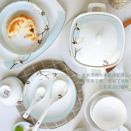 Cutlery Bone china tableware bowl dish set Household European creative dinnerware set combination Chinese Jingdezhen ceramic d