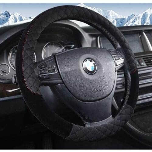KKYSYELVA Warm Winter Car steering wheel cover Interior Accessories 38cm Auto Steering-wheel Covers Car Styling