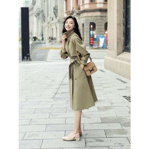 Spring Windbreaker Womens Long British Style 2021 New Small Korean Loose Temperament Design Coat