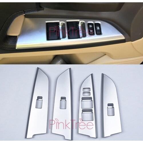 Interior Matt Silver Window Glass Switch Button Panel Cover Trim For Toyota Land Cuiser 200 2016 20174pcs Car Styling Accessory
