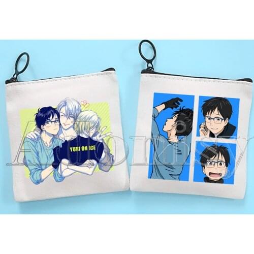 Yuri on Ice Small Square Bag Coin Purse Storage Small Bag Card Bag Key Bag Coin Clutch Bag Zipper Key Bag