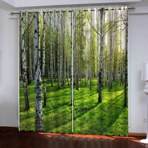 3D Curtain Photo Customize Size green forest curtains Bedroom Living Room Office Bathroom Shower curtain decor