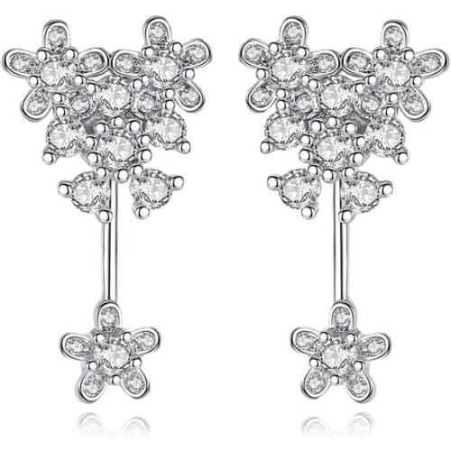 Girl Jewelry S925 Silver Earring Pave CZ Daisy Stud Earring For Women Wedding Gift Lady Fashion Zircon
