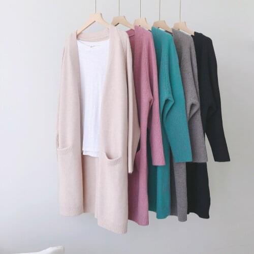 Womens Long Knitwear Cardigans Spring Autumn Solid Color Loose Casual Knitting Jackets Lady Streetwear Knitted Sweater Outwear
