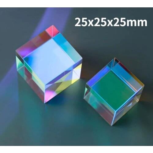 1pcs Optical Glass Dichroic Cube Prism RGB Combiner Six-Sided Projector Splitter Teaching Tool Experiment Instrument 25x25x25mm