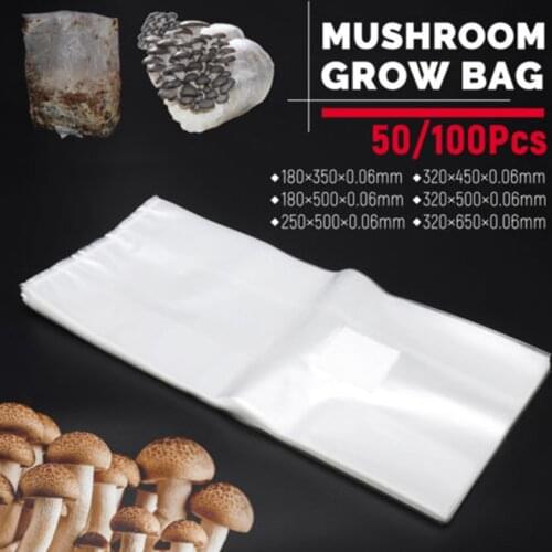 100 Pieces Of Mushroom Growth Bag PVC 6 Sizes Of Spawning Medium Growth Substrate High Temperature Resistant Garden Suppies