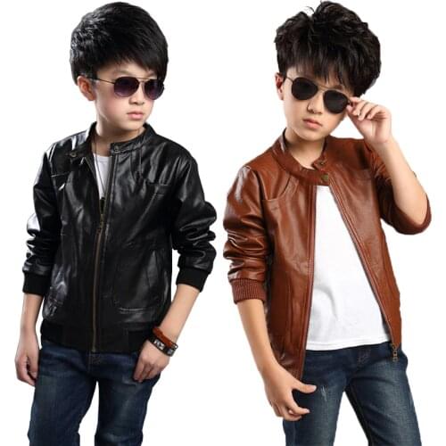 2020 childrens clothing boy spring autumn leather jacket youth motorcycle handsome leather jacket simple fashion kids jacket