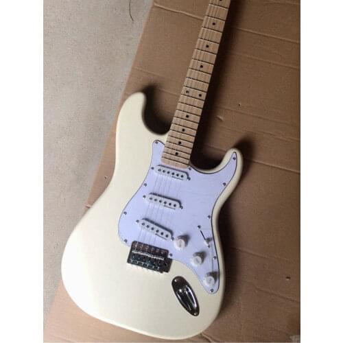 Top quality FDST-1099 Olympics white color solid body white pickguard maple fretboard electric guitar, Free shipping