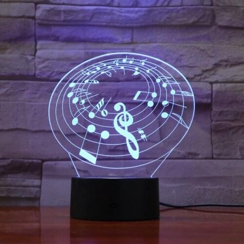 Music Series 3d Night Light Colorful Remote Control Led Desk Lamp Music Symbol Home Bedroom Decoration Night Lamp