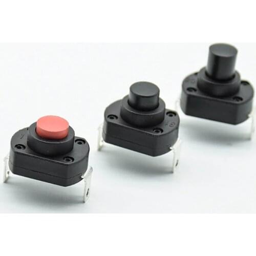 4pcs UPS switch flashlight self locking switch push button micro power switch 6A/10A Height 13.5/15.5/18.5mm