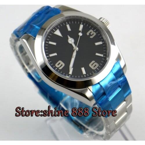 40mm parnis black dial Sapphire Glass Automatic Movement Mens Mechanical Wristwatch p990