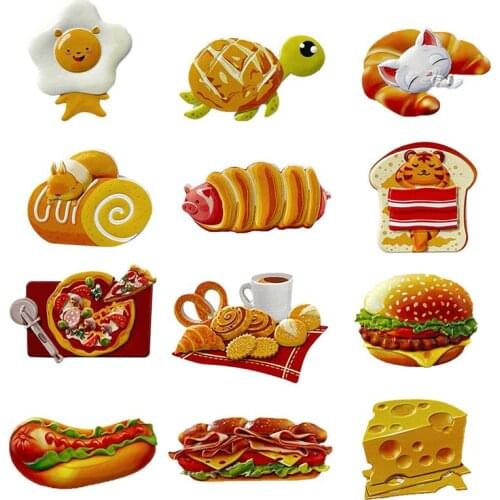 6/12pcs Cute Mini Decorative Resin Cartoon Fridge Stickers 3D Resin Fruits Fridge Magnets For Home Decoration