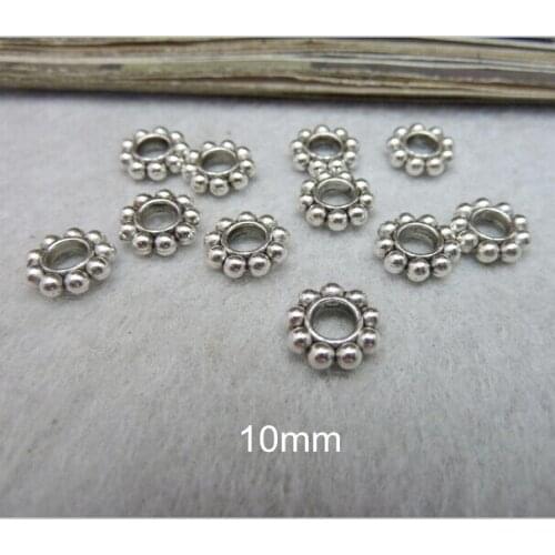 Free Shipping - 300 PCS Daisy Spacer Bead Findings 10mm Antique Silver Color
