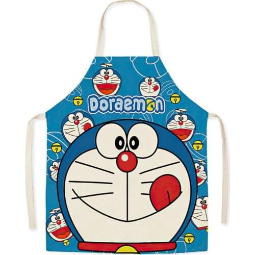 Large Linen Apron Chef Japanese Style Cotton Big Size Cat Waterproof Bib Women Kitchen Apron Child Household Kitchen Supplies