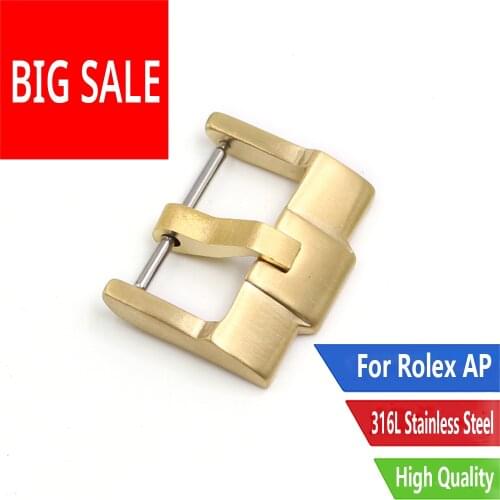 CARLYWET 18 20 22 24mm Gold Brushed Gold Stainless Steel High quality Pin Watch Buckle Clasp For Audemars Piguet Rolex Tudor