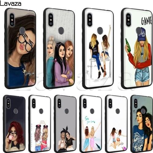 Girls Brunette Blonde Best Friends BFF Case for Xiaomi Redmi Poco X2 MI Note 8 8A 9 9s 9T 10 CC9 CC9E A3 7A K20 K30 Lite Pro Max