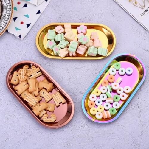 Stainless Steel Dessert Plate Nut Fruit Cake Tray Snack Small size Kitchen Plate Western Steak for Kitchen Plate Dining Plate