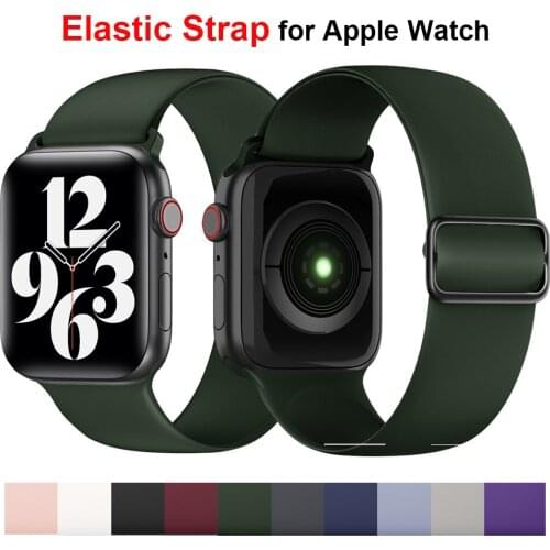 Elastic Silicone Stretchy Solo Loop Band Strap for Apple Watch 42mm 44mm 38mm 40mm Adjustable Strap for iWatch SE Series 6/5/4/3