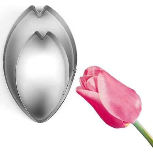 2pcs/set Tulip Cake Mold Stainless Steel Cookie Cutter Cup Cake Mold Flower Sugar Chocolate Mould Egg Shape Making Tool OK 0291