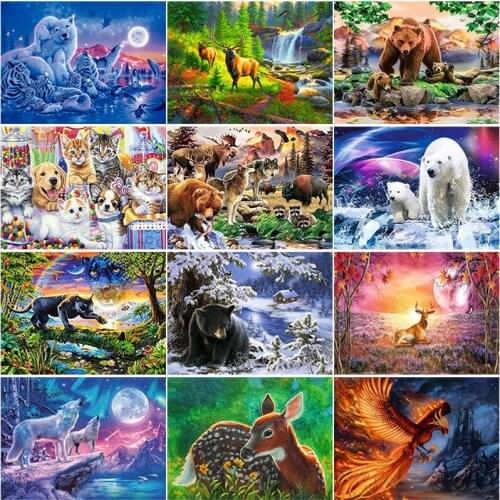 Full Round&Square Drill Children Room Painting With Diamond Flower Embroidery Animal Picture Of Rhinestones Mosaic Home Decor