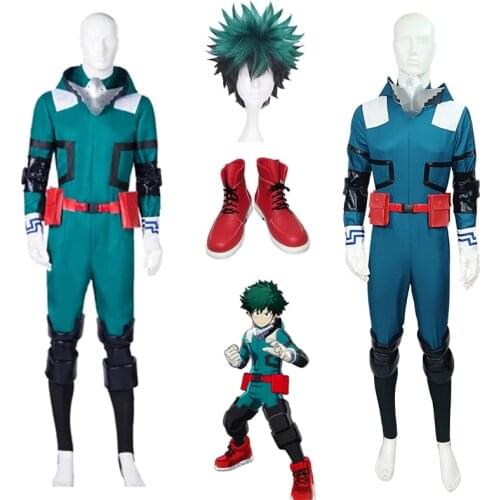 My Hero Academia Boku no Hero Academia Midoriya Izuku Deku Cosplay Costume Battle Suit Men Jumpsuit Halloween Costume Wig