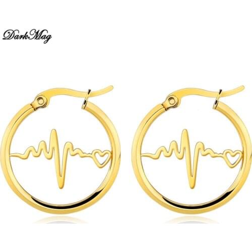 DarkMag Round Circle Women Hoop Earrings for Women Gold/Silver Color Earrings Stainless Steel Jewelry Gifts