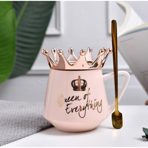 Nordic 3D Crown Espresso Mug with Lid Porcelain Eco Friendly Ceramic Milk Cup Tazas Originales Tazas Korean Creative Mug MM60MKB