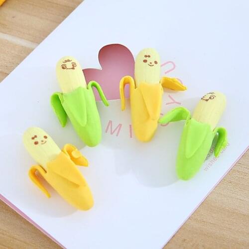 24 pcs Creative Banana Eraser Stationery Fresh and Cute School Supplies Cartoon Student Prize kids eraser