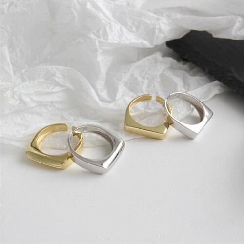 Minimalist Gold Silver Color Open Circle One Line Bar Rings Simple Geometric Egirl Party Ring Accessories Finger Punk Jewelry