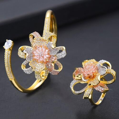 Kellybola Fashion Jewelry Bijoux New Gift Openning Bangle Ring Jewelry Set Brand Exquisite Women Party Engagement Accessories